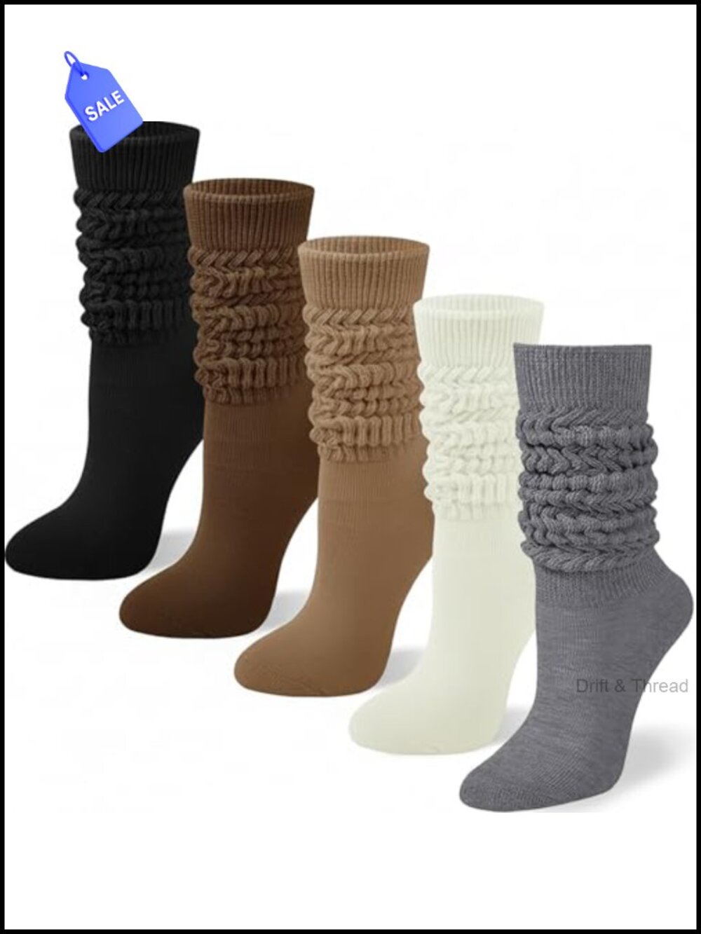 5 Pairs Slouchy Socks Women Long Chunky Knit Boot Scrunch